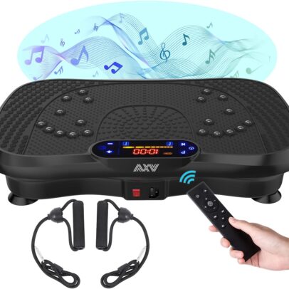 AXV Vibration Plate Fitness Platform Exercise Machine Vibrating Lymphatic Drainage Shaking Full Body Shaker Workout Vibrate Stand Shake Board Sport Gym for Weight Loss Fat Burner for Women Men