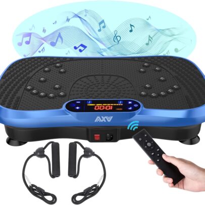 AXV Vibration Plate Fitness Platform Exercise Machine Vibrating Lymphatic Drainage Shaking Full Body Shaker Workout Vibrate Stand Shake Board Sport Gym for Weight Loss Fat Burner for Women Men
