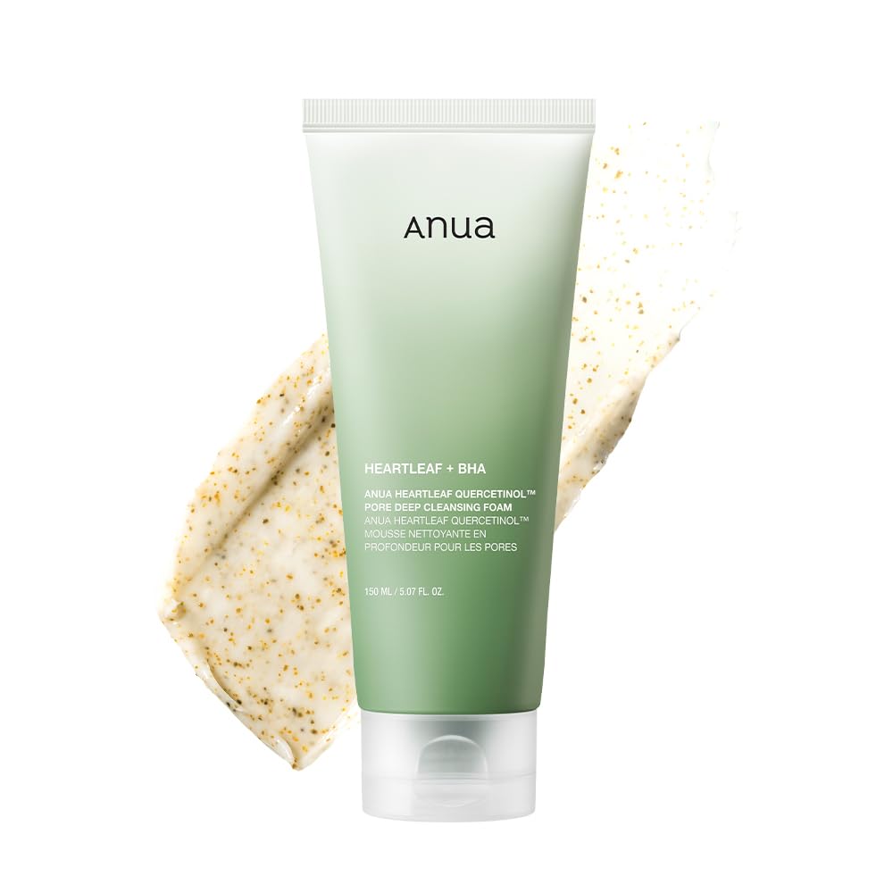 ANUA Heartleaf Quercetinol Pore Deep Cleansing Foam, Facial Cleanser, for ANUA Heartleaf Quercetinol Pore Deep Cleansing Foam, Facial Cleanser, for Double Cleansing, BHA, Hyaluronic Acid, Glycerin, Face Wash, Blackhead Remover, Korean Skincare (150ml/5.07 fl.oz.)
