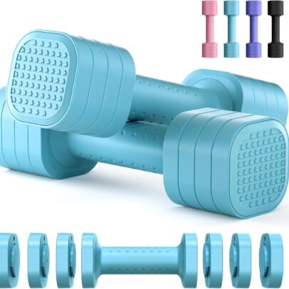 Adjustable Dumbbell Set of 2, 4 in 1 Free Weights Dumbbells Set for Women, Hand Weights for Women at Home, Each 2lb 3lb 4lb 5lb with TPU Soft Rubber Handle for Home Gym Exercise Training