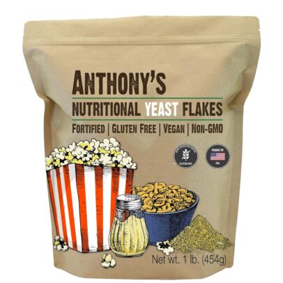 Anthony's Premium Nutritional Yeast Flakes, 1 lb, Fortified, Gluten Free, Non GMO, Vegan