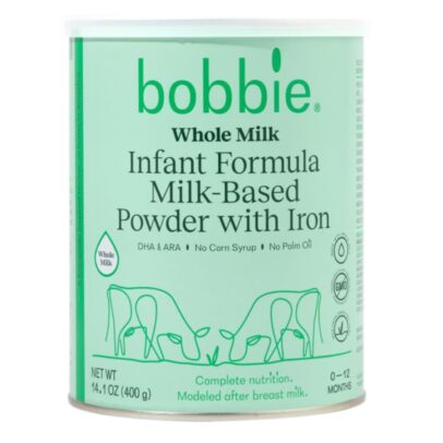 Bobbie Whole Milk, Grass Fed Infant Formula with Iron, Plant Based DHA and ARA, Vitamin D and Protein Blend Modeled After Breast Milk, For Newborn Baby to 12 Month Old, 14.1 oz
