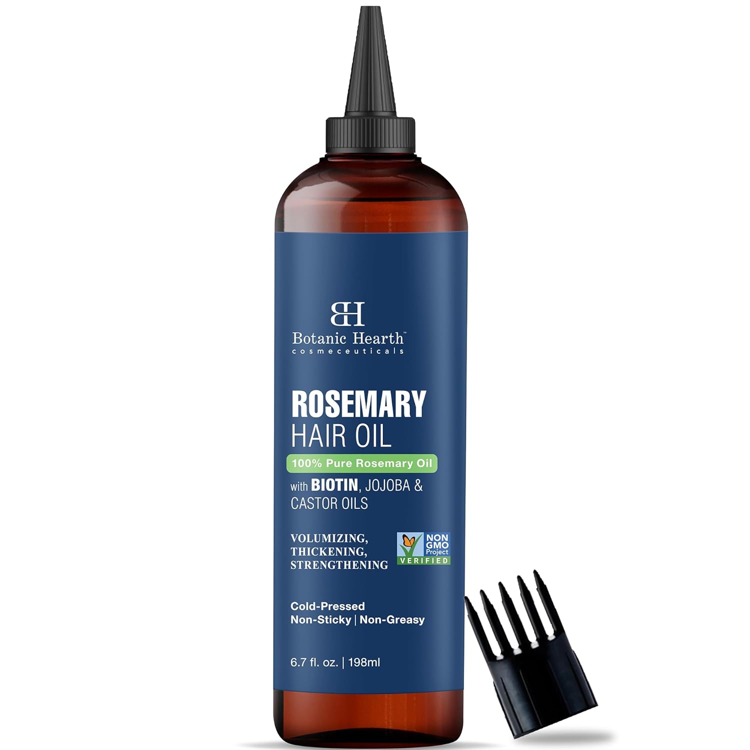 Botanic Hearth 100% Pure Rosemary Oil For Hair Growth (6.7 Botanic Hearth 100% Pure Rosemary Oil For Hair Growth (6.7 fl oz) Infused With Biotin, Jojoba & castor Oil | Hair strengthening Treatment | Nourishing & Volumizing | Non GMO Verified