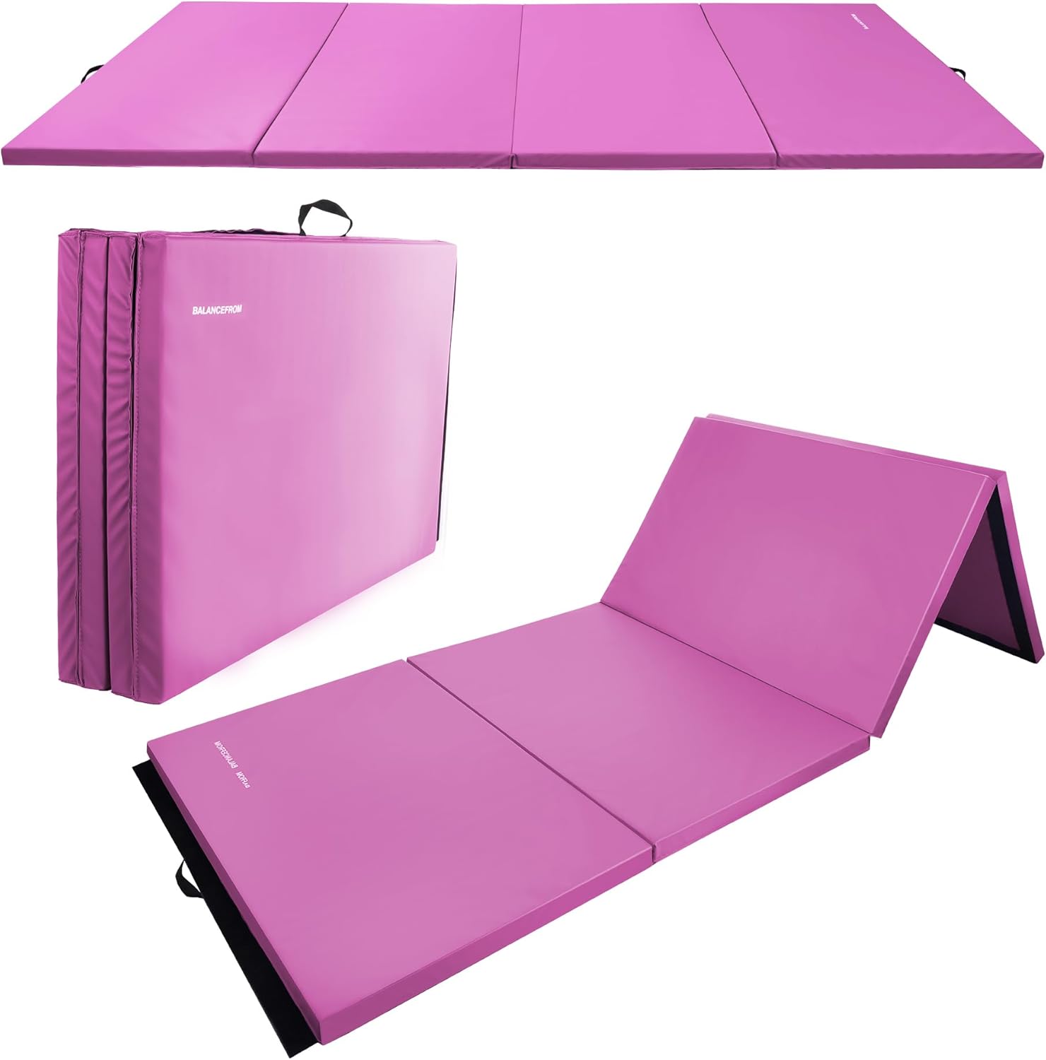 Folding Exercise Aerobics Mat, 4'x8'x2" Extra Thick High Density Gymnastics Folding Exercise Aerobics Mat, 4'x8'x2" Extra Thick High Density Gymnastics Mat, Anti Tear Exercise Aerobics Mats for MMA, Stretching, Cheerleading Martial Arts, Gymnastic, Pink