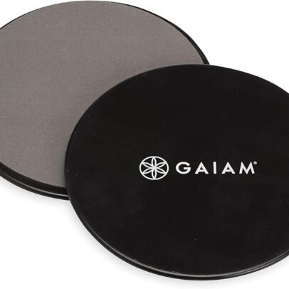 Gaiam Core Sliding Discs - Dual Sided Workout Sliders for Carpet & Hardwood Floor - Home Ab Pads Exercise Equipment Fitness Sliders for Women and Men, Grey/Black