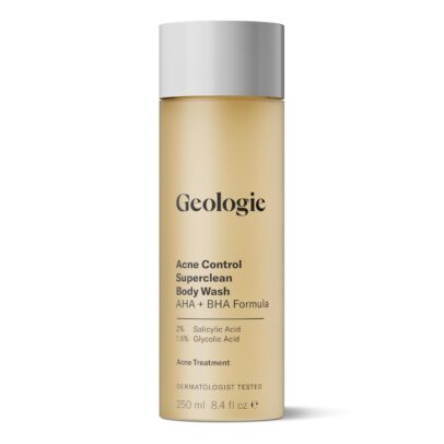 Geologie Acne Control Body Wash | Exfoliating AHA + BHA Cleanser for Men & Women | Reduces Bacne & Body Breakouts | Salicylic Acid + Glycolic Acid | 8.4 Fl Oz