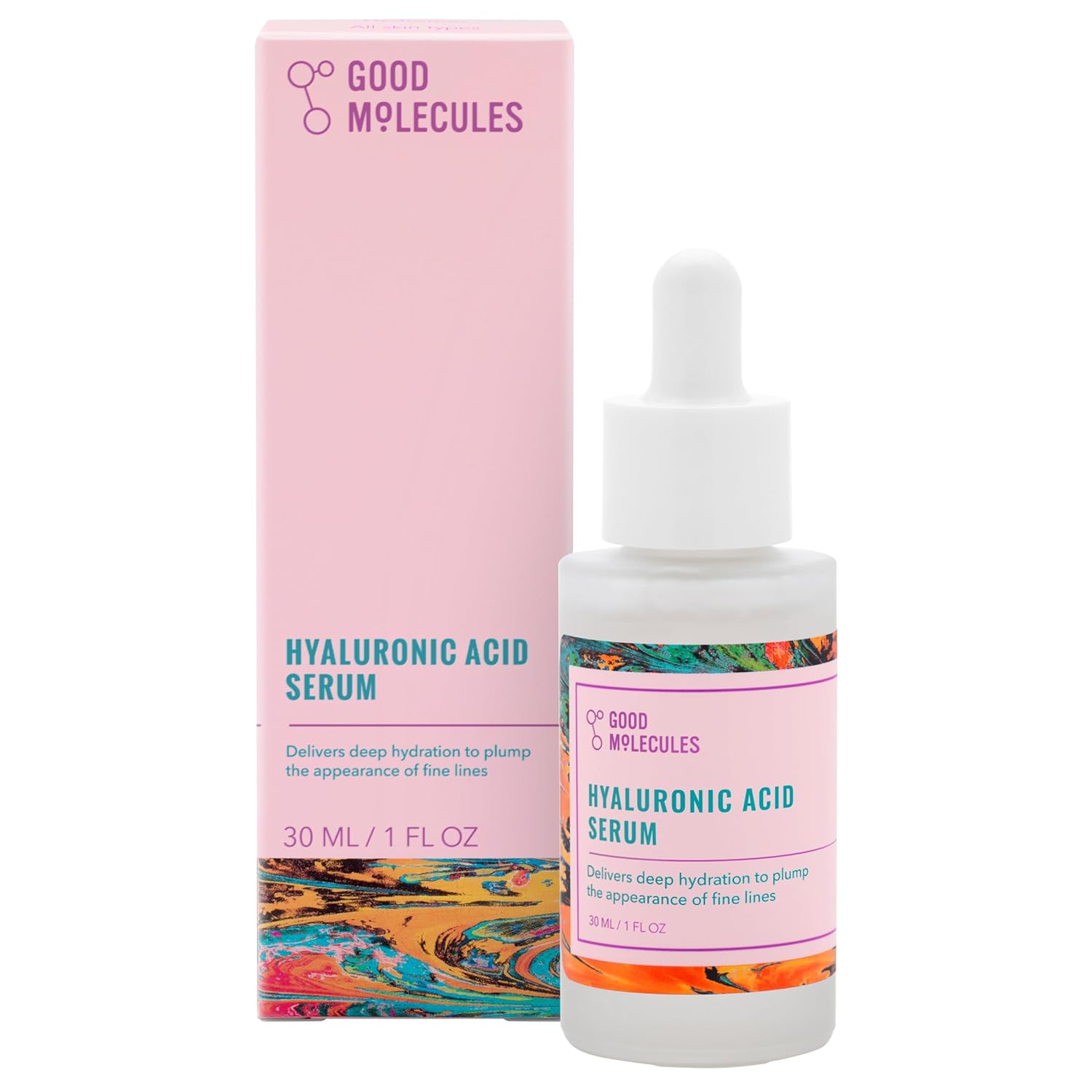 Good Molecules Hyaluronic Acid Serum - Hydrating, Non-greasy formula to Good Molecules Hyaluronic Acid Serum - Hydrating, Non-greasy formula to Moisturize, Plump - 1% HA, Anti-aging, Water-Based Skincare for Face