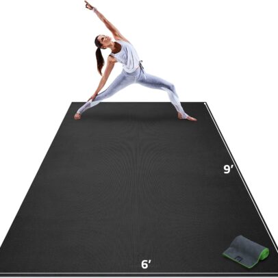 Gorilla Mats Premium Extra Large Yoga Mat – 9' x 6' x 8mm Extra Thick & Ultra Comfortable, Non-Slip Barefoot Exercise Mat – Works Great on Any Floor for Stretching, Cardio or Home Workouts