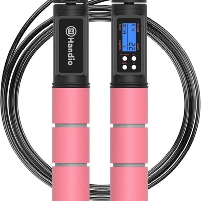 Jump Rope, H Handio Jump Rope with Counter, Workout Jumping Rope with Steel Ball Bearings, Adjustable Length Speed Skipping Rope for Men Women Kids Home Gym, Crossfit, Fitness Exercise