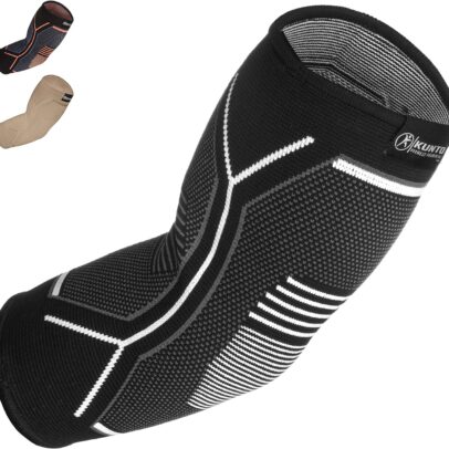 Kunto Fitness Elbow Brace Compression Support Sleeve (Shipped From USA) for Tendonitis, Tennis Elbow, Golf Elbow Treatment - Reduce Joint Pain During Any Activity!