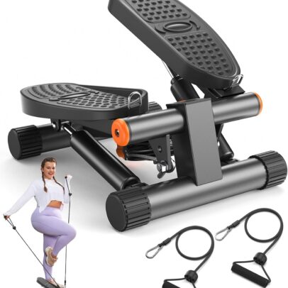 Niceday Steppers for Exercise, Mini Stair Stepper with Resistance Bands at Home Workout Equipment with 300LBS Loading Capacity, Hydraulic Fitness Stepper with LCD Monitor