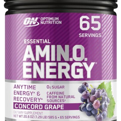 Optimum Nutrition Amino Energy - Pre Workout with Green Tea, BCAA, Amino Acids, Keto Friendly, Green Coffee Extract, Energy Powder - Concord Grape, 65 Servings (Packaging May Vary)