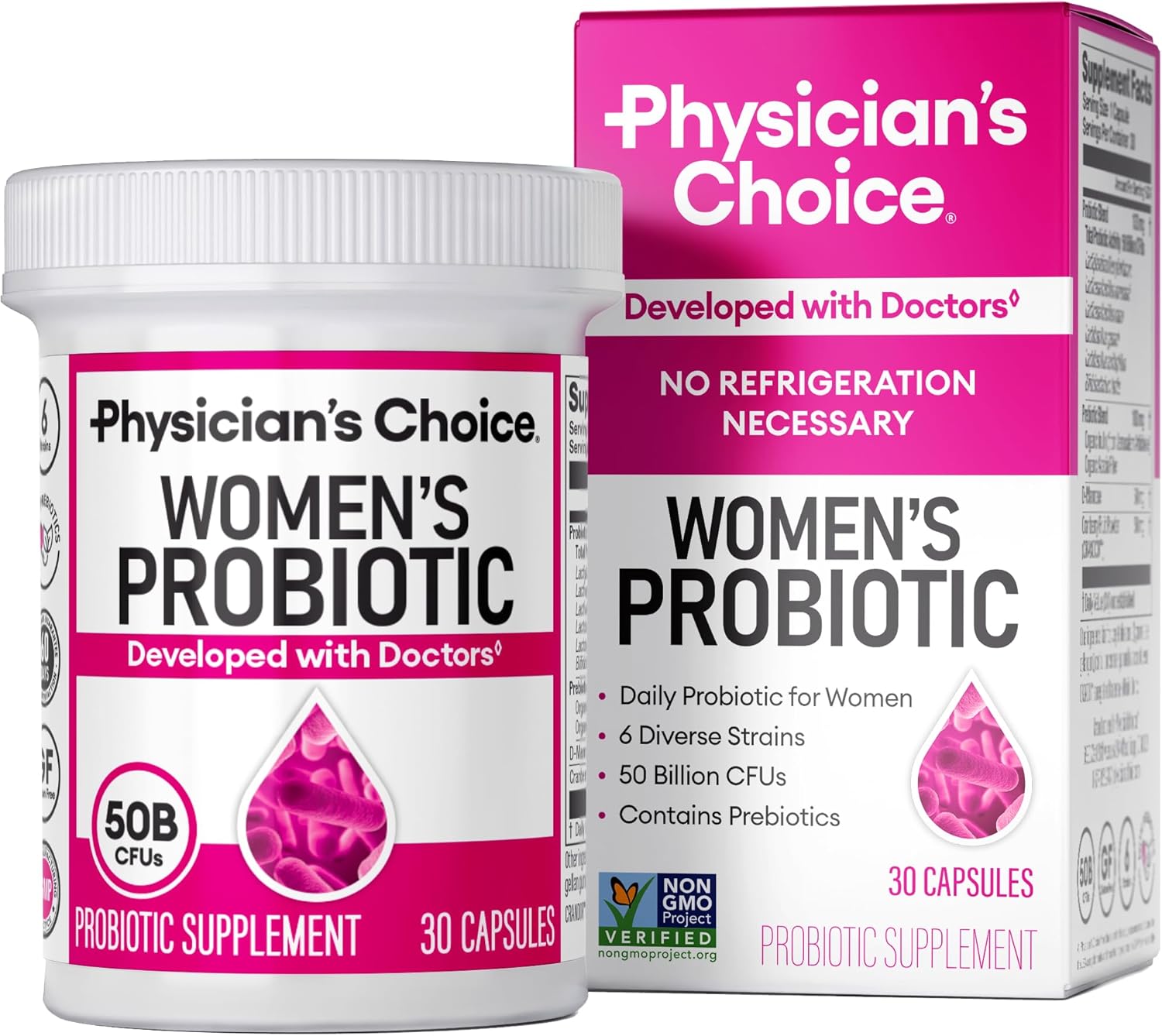 Physician's CHOICE Probiotics for Women - PH Balance, Digestive, UT, Physician's CHOICE Probiotics for Women - PH Balance, Digestive, UT, & Feminine Health - 50 Billion CFU - 6 Unique Strains for Her - Organic Prebiotics, Cranberry Extract+ - Women Probiotic - 30 CT