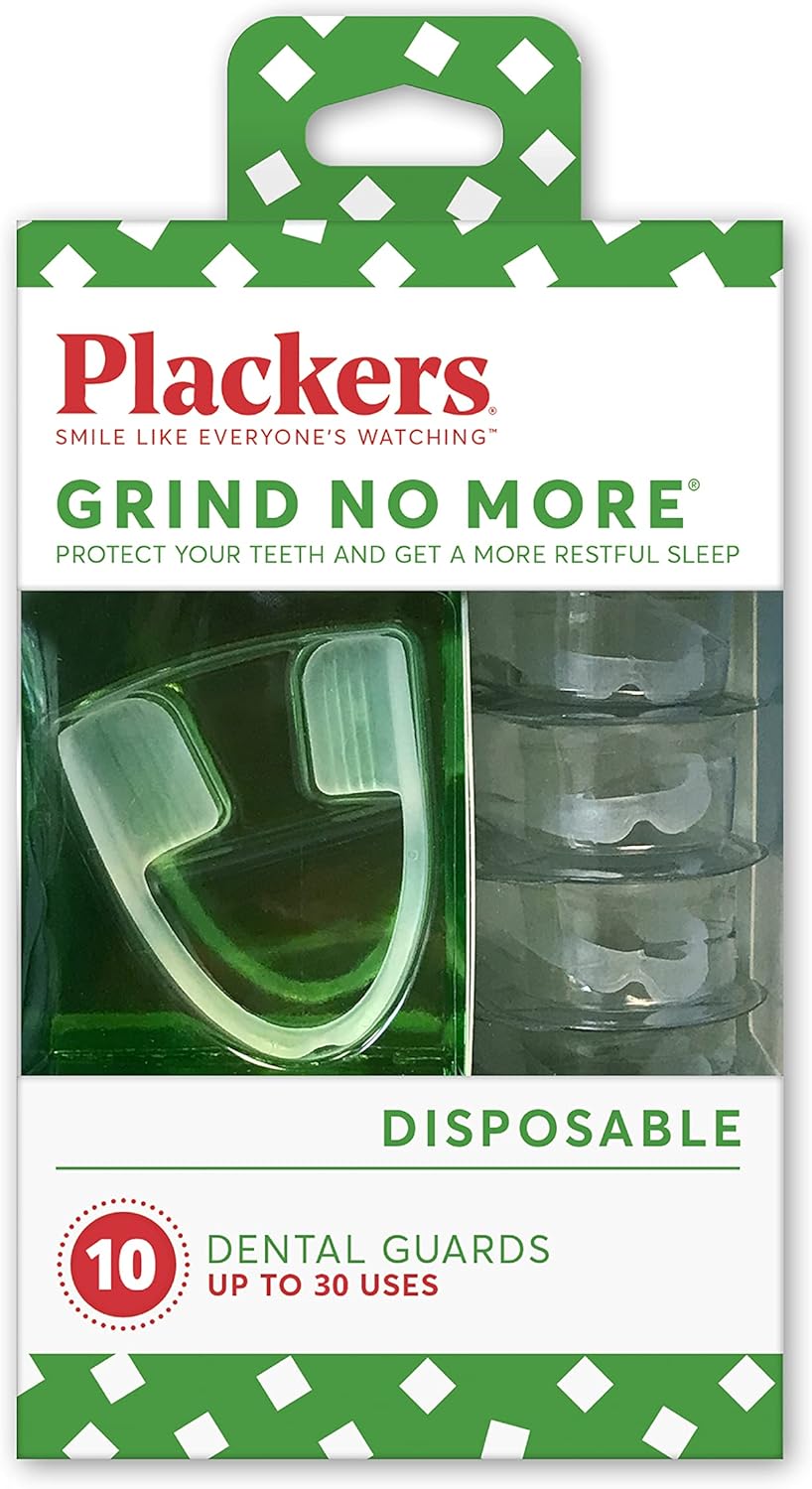 Plackers Grind No More Night Guard, Nighttime Protection for Teeth, Plackers Grind No More Night Guard, Nighttime Protection for Teeth, Sleep Well, BPA Free, Ready to Wear, Disposable, One Size Fits All, 10 Count
