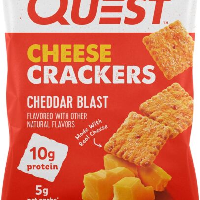 Quest Nutrition Cheese Crackers, Cheddar Blast, 10g Protein, 5g Net Carbs, 1g Sugar, Made with Real Cheese, 12 Packs (1.06 oz bags)