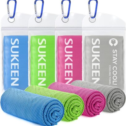 Sukeen [4 Pack Cooling Towel (40"x12"), Ice Towel, Soft Breathable Chilly Towel, Microfiber Towel for Yoga, Sport, Running, Gym, Workout,Camping, Fitness, Workout & More Activities